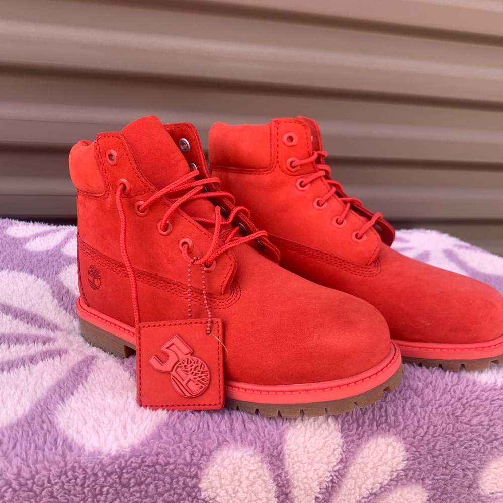 Timberland Bold Red Lace-Up Boots